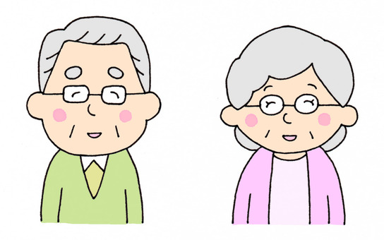 Illustration, old couple, respect for the elderly, senior citizens, JPG and PNG