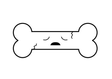 弱い骨のイラスト 骨,ボーン,弱い,骨折,骨粗鬆症,顔,悲しい,辛い,モノクロ,白黒のイラスト素材