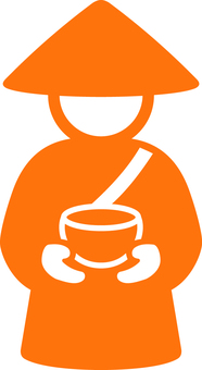 ピクトグラムの橙の托鉢僧です。 ピクトグラム,托鉢僧,シンプル,僧侶,仏教,お坊さん,修行,日本,文化,宗教のイラスト素材