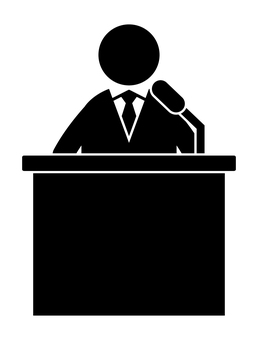 演説する人 会見,演説,人物,マイク,スピーチ,アイコン,演説台,テーブル,話す,報道のイラスト素材