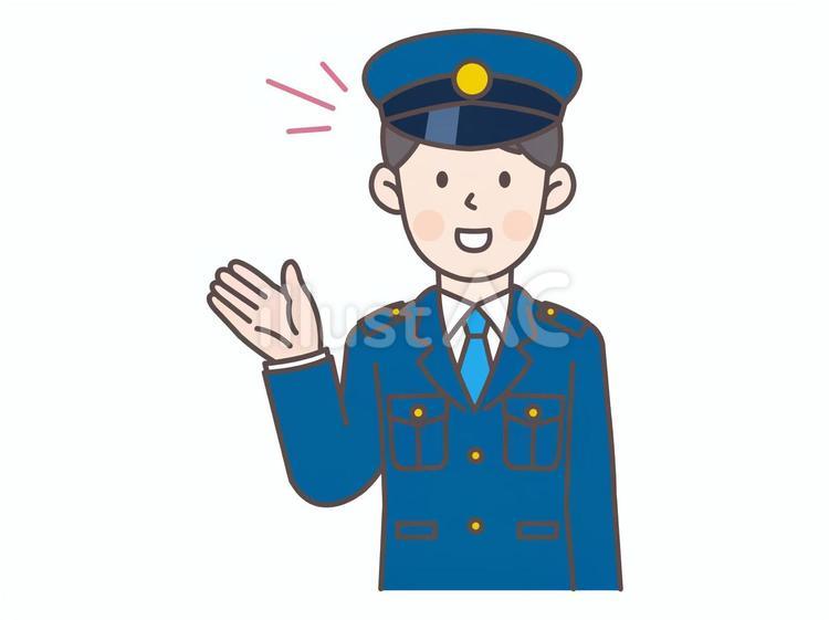 笑顔で案内する警察官 警察官,男性,人物のイラスト素材