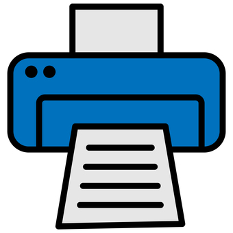 プリンターのアイコン 青 プリンタ,プリンター,パソコン,周辺機器,印刷,コピー,プリントアウト,事務,仕事,ビジネスのイラスト素材