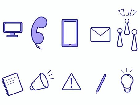 ビジネスアイコン　青 ビジネス,仕事,会社,アイコン,線画,ピクトのイラスト素材