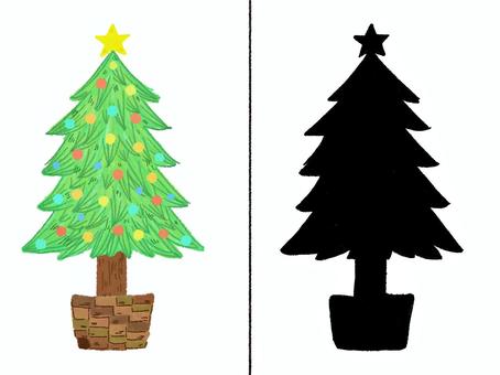 シルエットクイズ〜クリスマスツリー〜 クリスマス,冬,ツリー,シルエット,シルエットクイズ,保育素材,ほのぼの,ゆるカワのイラスト素材