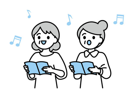 歌う高齢者のイラスト12 歌う高齢者のイラスト12 人物,女性,高齢者,おばあちゃん,祖母,中年,趣味,歌,合唱,声楽のイラスト素材