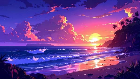 夕焼けの海岸