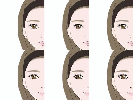 女性　アイライン　6パターン　文字無し アイライン,メイク,印象,雰囲気,立体感,方法,メリハリ,コスメ,美容,白バックのイラスト素材