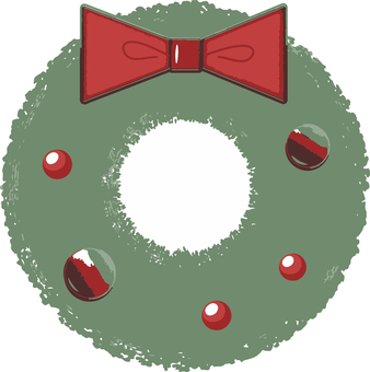 赤いリボンのクリスマスリースのイラスト 玄関飾り,クリスマスリース,クリスマス,リース,冬,飾り,デコレーション,クリスマス飾り,祝日,クリスマスイブのイラスト素材