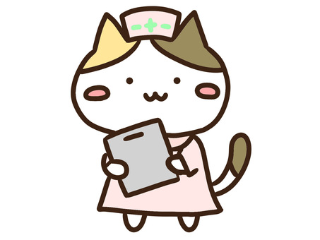 カルテのバインダーを持つ看護師三毛猫 看護師,ねこ,カルテ,バインダー,ナース,かわいい,医療,病院,健康,診察のイラスト素材