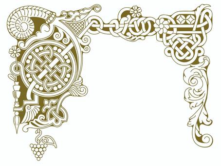 古書の装丁風フレーム 装飾,中世,伝説,古書,ファンタジー,魔導書,神秘的,曲線のイラスト素材