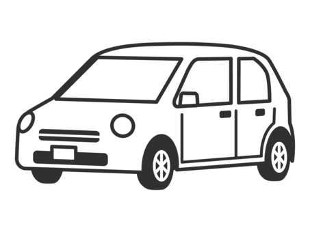 乗用車のモノクロイラスト２ 車,自動車,乗用車,普通車,自家用車,乗り物,シンプル,斜め,白黒,モノクロのイラスト素材