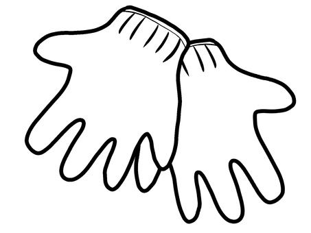 軍手の線画 軍手,手袋,アウトドア,手描き,キャンプ,庭仕事,掃除,作業,シンプル,背景透過のイラスト素材