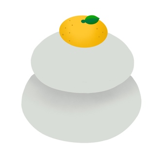 鏡餅　まんまる　正月　手描き 鏡餅,正月,丸い,シンプル,餅,みかん,ミカン,かわいい,手描きのイラスト素材