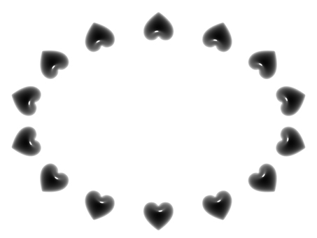 黒いハートの楕円3Dフレーム1 ハート,フレーム,3d,立体,楕円,丸,可愛い,バレンタイン,フェミニン,飾り枠のイラスト素材