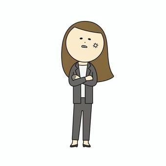 腕組みして舌打ちするスーツの女性_チッ 腕組みして舌打ちするスーツの女性_チッ 女性,人物,スーツのイラスト素材