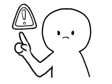 注意事項を述べる棒人間線画 棒人間,人物,注意,危険,緊急,手描き,落書き,表情,黒,シンプルのイラスト素材