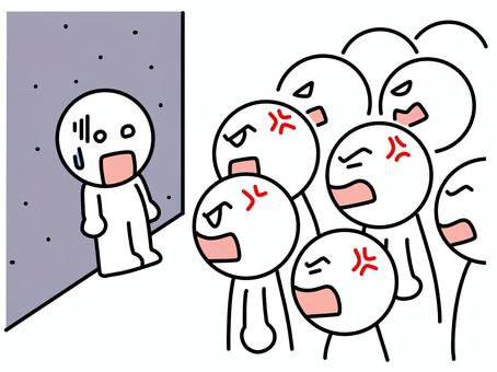 大勢の人に詰め寄られる棒人間 詰め寄る,棒人間,大勢,怒る,怒られる,怖い,恐怖,追い詰める,かわいい,シンプルのイラスト素材