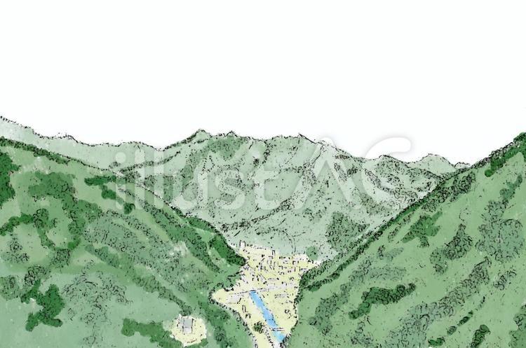 小菅村(透過) 小菅村,北都留郡,山梨県のイラスト素材