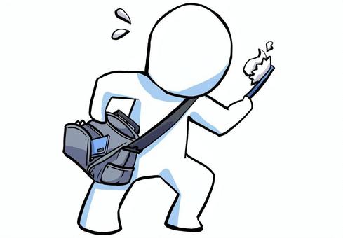 焦って外出の支度をする人 遅刻,寝坊,朝,支度,出勤前,慌てる,焦り,焦る,身支度,ライフスタイルのイラスト素材