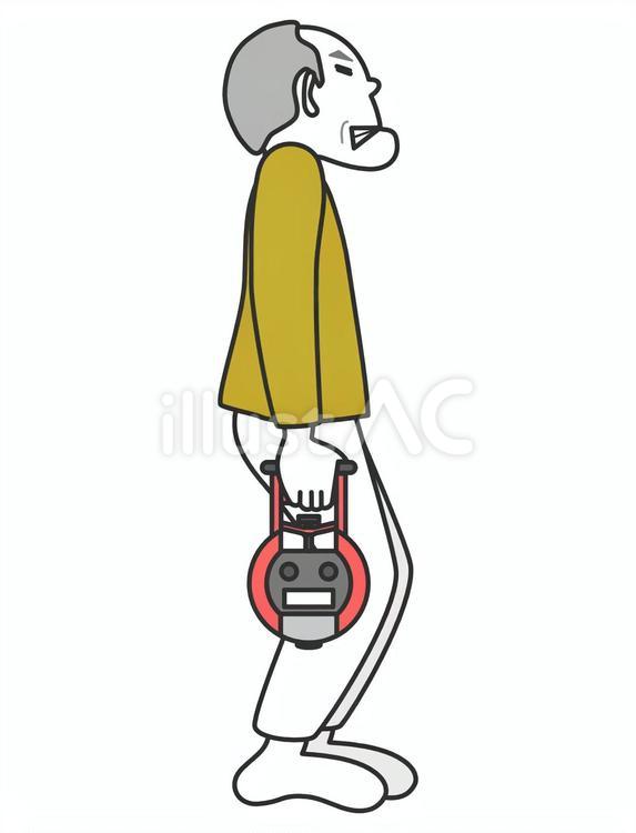 握力計で握力を計っている高齢男性 握力,計測,握力計のイラスト素材