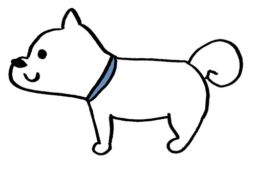 白い犬 イラスト,アイコン,手書き,手描き,かわいい,やさしい,ゆるい,ぬくもり,温もり,シンプルのイラスト素材