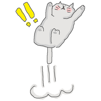 びっくりするねこちゃん♪ かわいい,びっくり,衝撃,おどろく,ジャンプ,飛び上がる,逃げる,ねこ,動物,いきもののイラスト素材