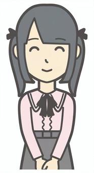 正面を向いて微笑んでいる地雷系女子 微笑む,地雷系,女性,女の子,ツインテール,人,リボン,ファッション,若い,笑うのイラスト素材