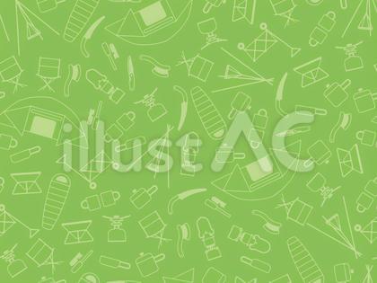 アウトドア用品パターン(緑)