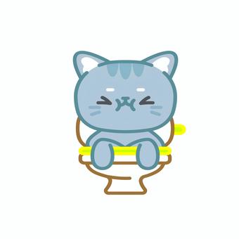 イラスト064 猫,トイレ,かわいい,キャラクター,表情,おもしろい,日常,イラスト,生活,ユーモアのイラスト素材