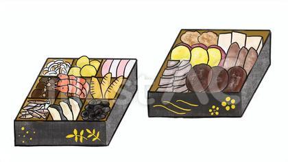 お重箱に入ったおせち料理 イラスト