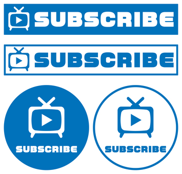 SUBSCRIBEのイラスト 青 チャンネル登録,subscribe,購読,動画サイト,youtube,サブスク,ボタン,バナー,誘導,視聴のイラスト素材