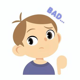 男性汎用キャラクター素材『BAD…』 男性,表情,子供,アイコン,男の子,イラスト,キャラクター,少年,カジュアル,フラットデザインのイラスト素材