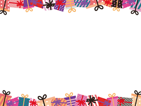 プレゼントフレーム② プレゼント,誕生日,クリスマス,贈り物,リボン,お祝い,フレーム,装飾,枠,おしらせのイラスト素材