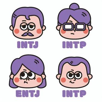 MBTI診断（分析家グループ） 可愛い,アメコミ,ポップ,性格診断,mbti,テスト,診断,entj,entp,intjのイラスト素材
