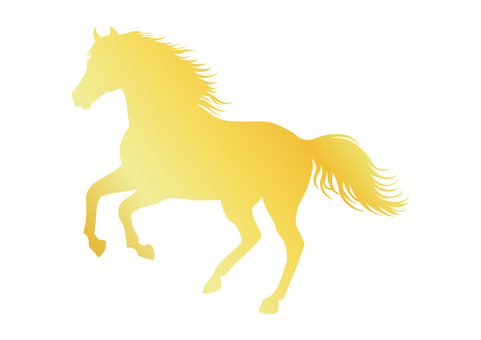金色の馬のシルエット 馬,金色,年賀状のイラスト素材