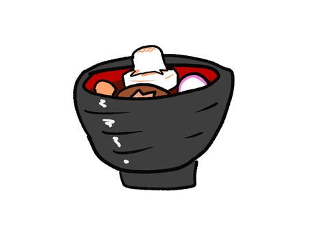 雑煮 雑煮,食べ物,汁物,日本,伝統,餅,お椀,しいたけ,かまぼこ,元日のイラスト素材