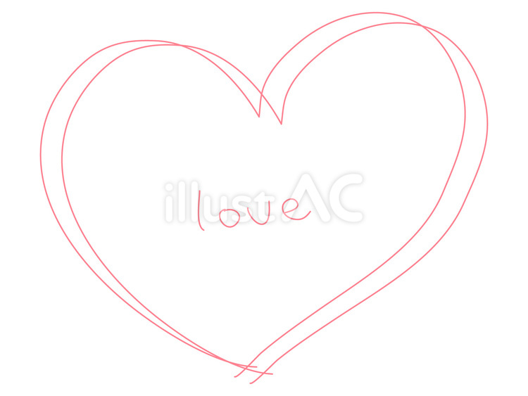 ピンクのLOVEの文字入り手描きのハート ハート,love,手描きのイラスト素材