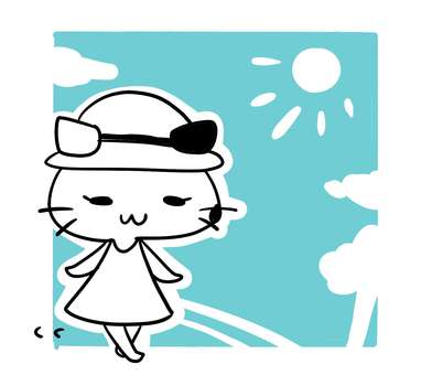 夏休みねこ 夏休みねこ ねこ,ネコ,猫のイラスト素材