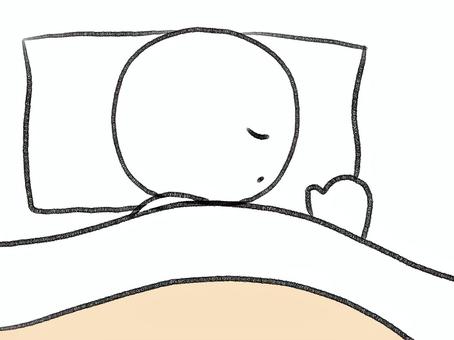 横向きに眠る棒人間 棒人間,人物,睡眠,横向き,側臥位,安眠,手描き,落書き,表情,黒のイラスト素材