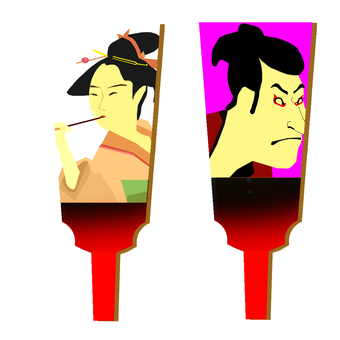 羽子板、羽子板市、浮世絵。 羽子板,羽子板市,浮世絵,羽つき,正月のイラスト素材