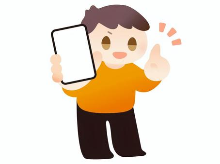 スマホで解決する男性のイラスト2 人物,男性,スマホ,シンプル,ポップ,ベクター,携帯,スマートフォン,解決,案内のイラスト素材