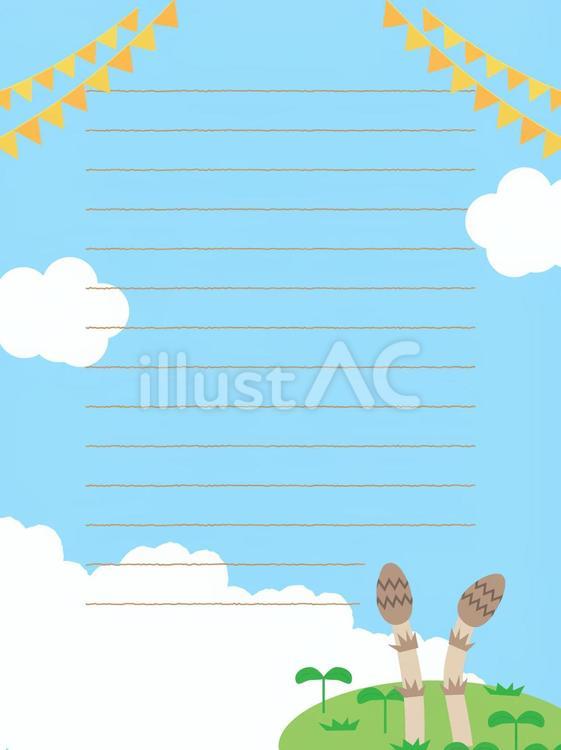 春のつくし便箋＜縦6＞ 手紙,横書き,自然のイラスト素材