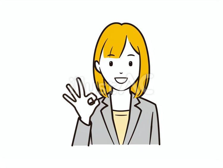 OKサインをする笑顔のOL ビジネス,ol,女性のイラスト素材