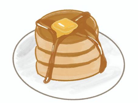 分厚いパンケーキ パンケーキ,ホットケーキ,バター,はちみつ,メイプルシロップ,スイーツ,デザート,おやつ,朝食,おいしいのイラスト素材