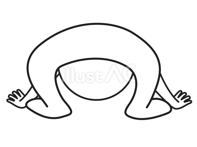 股から覗く 棒人間,のぞく,線画のイラスト素材