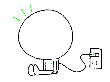 	充電満タン シルエット,充電,満タン,コンセント,イメージ,pop調,手描き,挿絵,ワンポイント,素材のイラスト素材