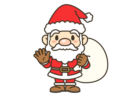 サンタクロース_05 サンタ,サンタクロース,クリスマス,聖夜,帽子,コート,袋,髭,笑顔,正面のイラスト素材