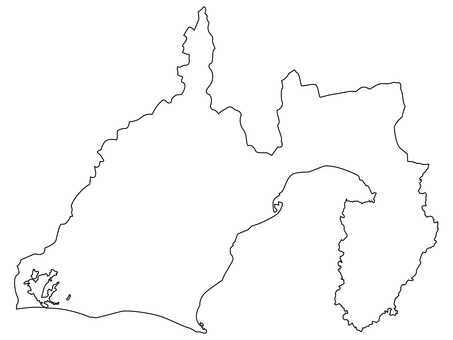 白地図／静岡県 静岡県,白地図,地図,マップ,形,浜名湖,伊豆半島,駿河湾,佐鳴湖,白図のイラスト素材