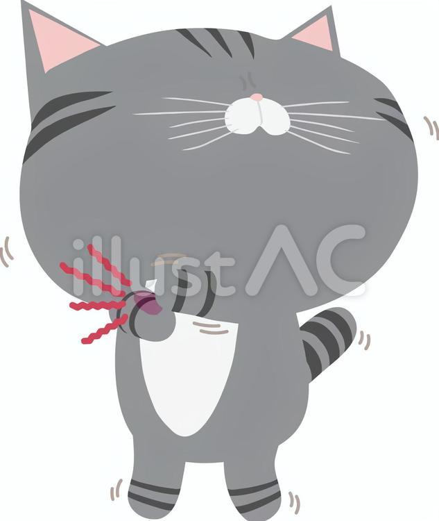 痒い_猫_さばとら 痒い,猫,動物のイラスト素材