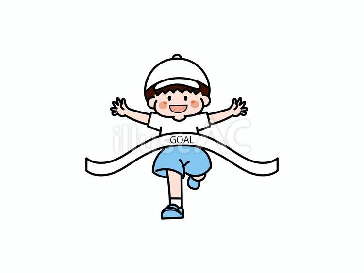 運動会　徒競走　ゴール　男の子 運動会,ゴール,小学校のイラスト素材